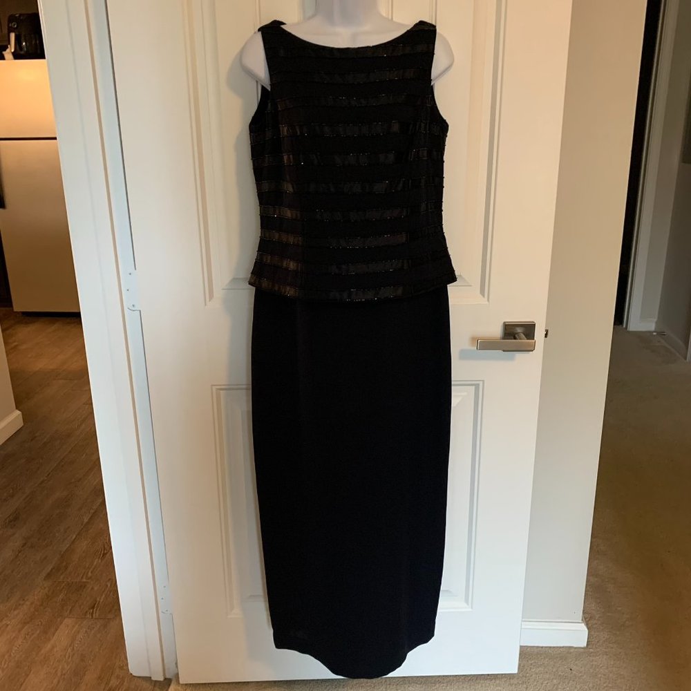 Talbots Women's Sleeveless Beaded Striped Maxi Dress